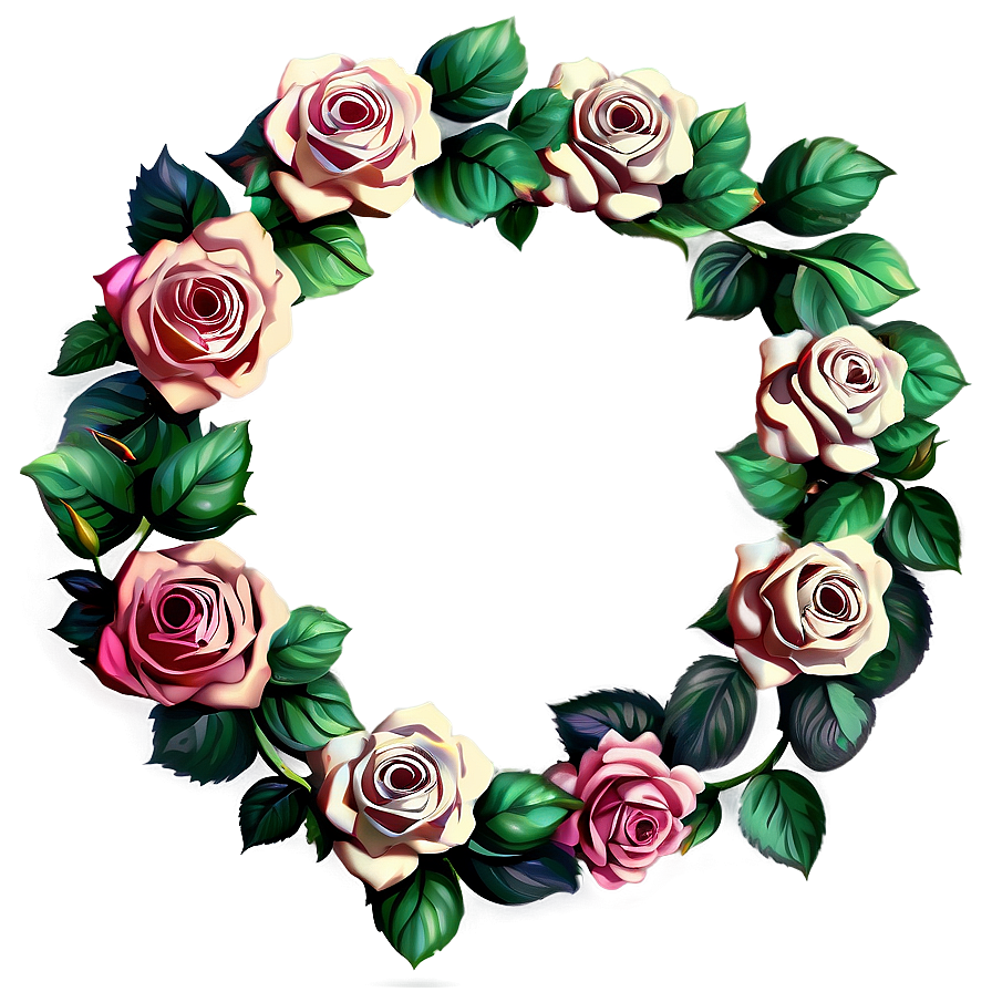 Vintage Rose Wreath Png Xap PNG Image