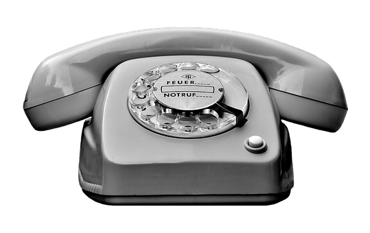 Vintage Rotary Phone Blackand White PNG Image