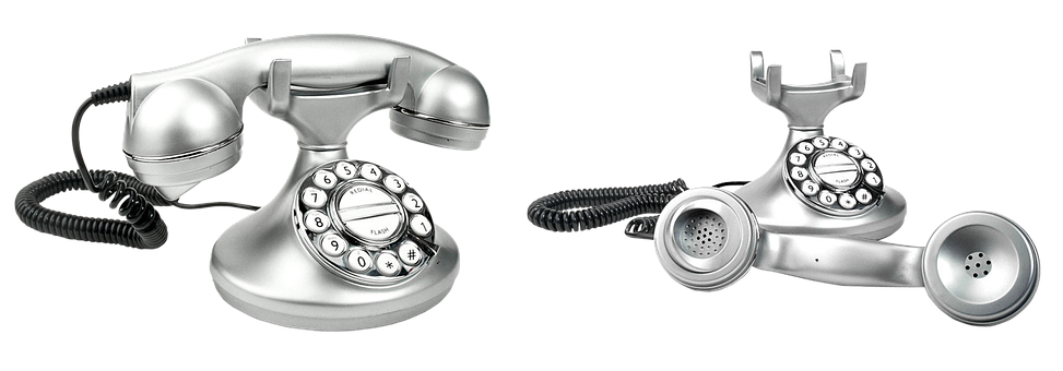 Vintage Rotary Phones Blackand White PNG Image