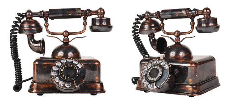 Vintage Rotary Telephone Set PNG Image