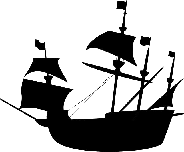 Vintage Sailing Ship Silhouette PNG Image