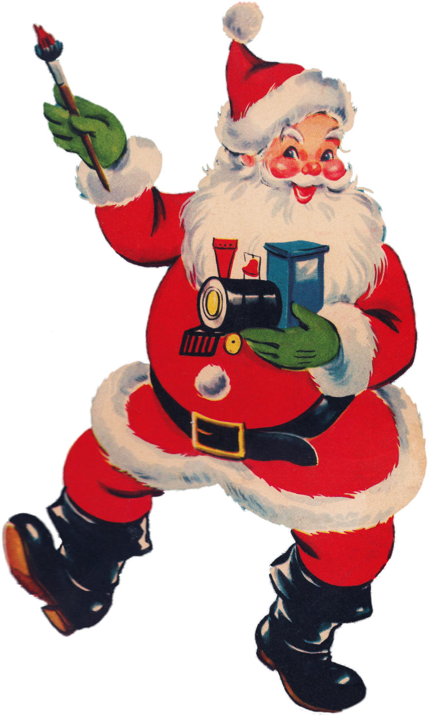 Vintage Santa Claus With Toys PNG Image