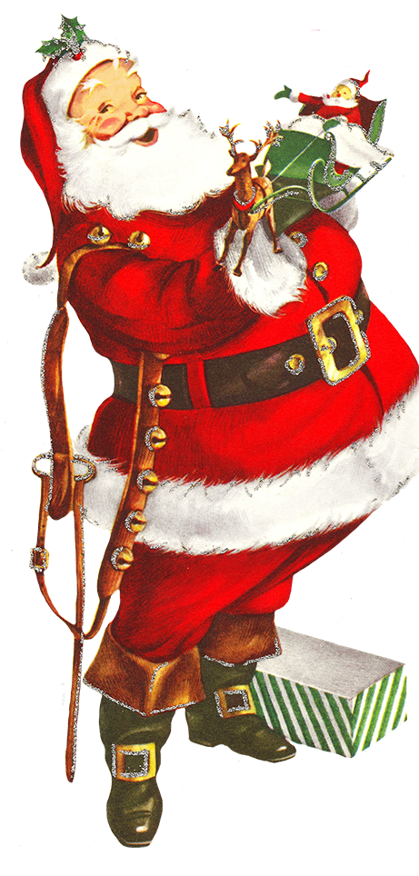 Vintage Santa Clauswith Giftsand Reindeer PNG Image