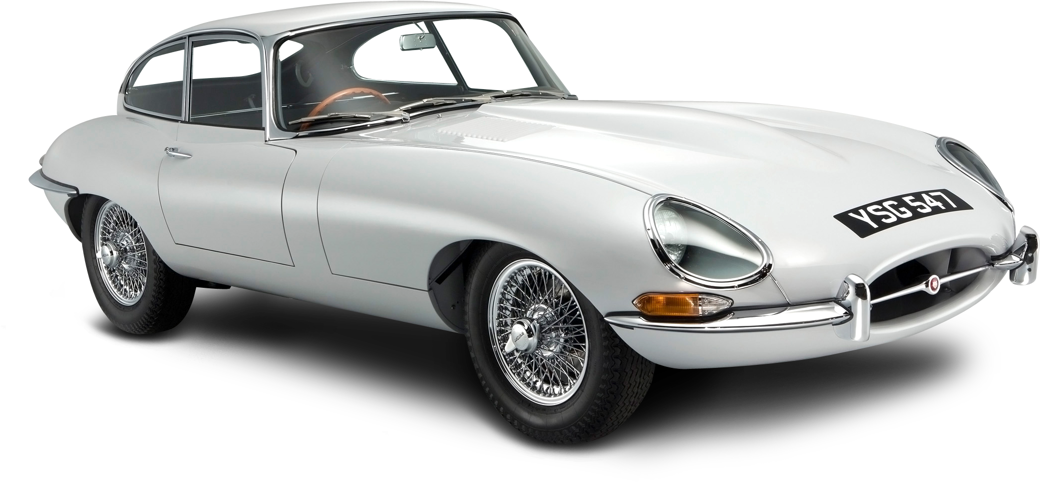 Vintage Silver Jaguar E Type PNG Image