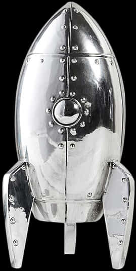 Vintage Silver Rocket Model PNG Image