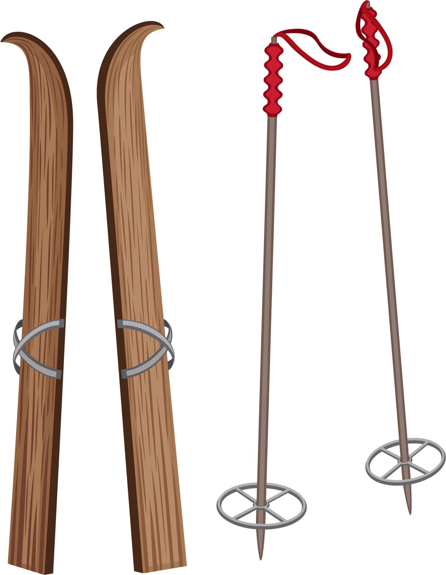 Vintage Ski Equipment Illustration PNG Image