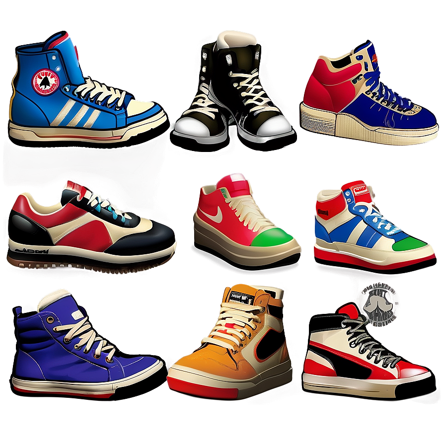 Vintage Sneaker Collection Png Wwi PNG Image