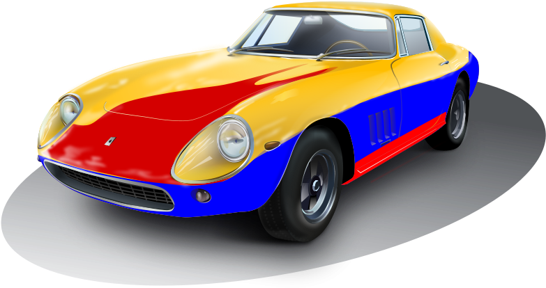 Vintage Sports Car Colorful Design PNG Image