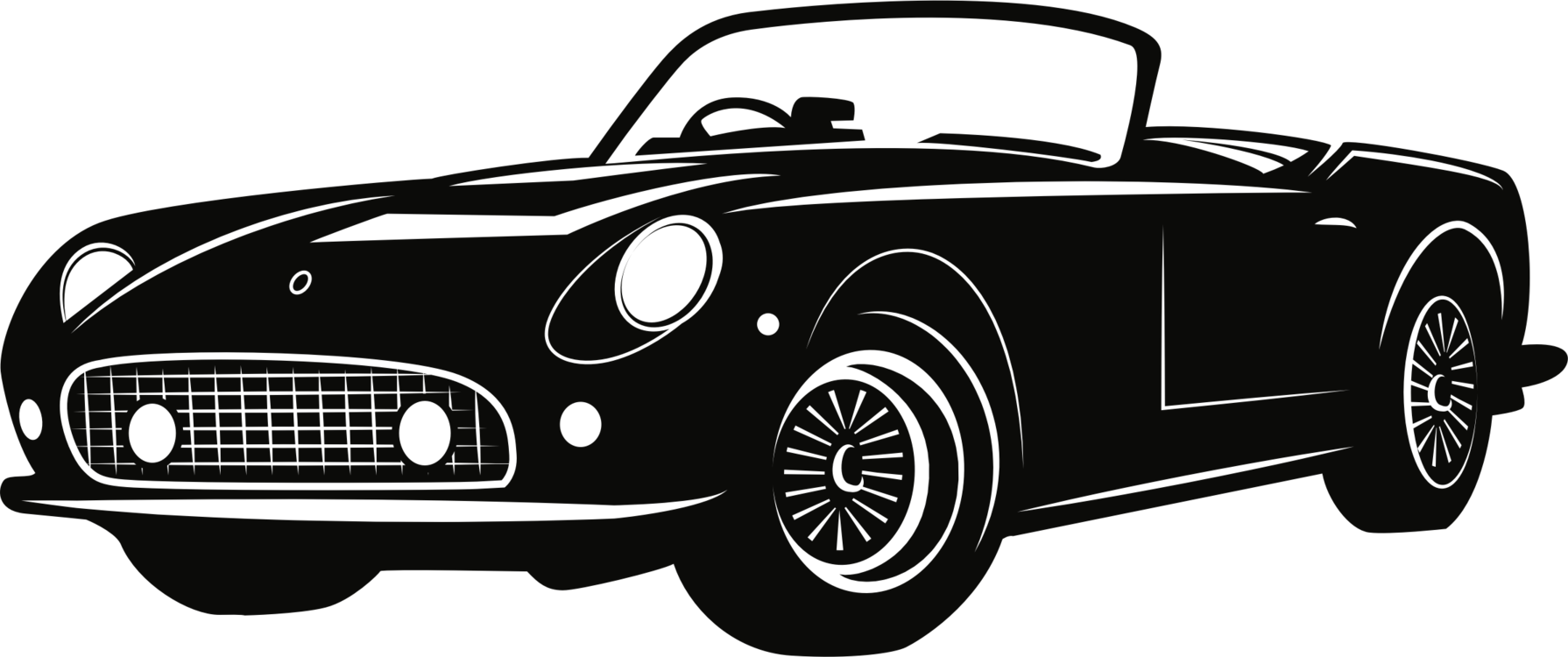 Vintage Sports Car Silhouette PNG Image