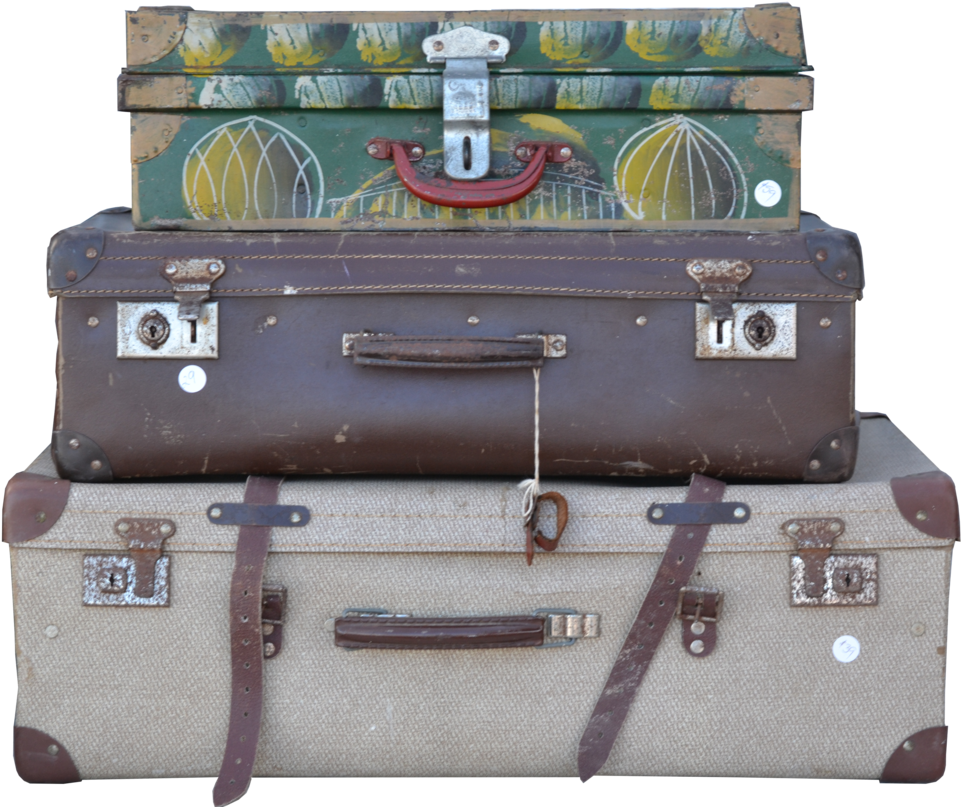 Vintage Stacked Suitcases PNG Image