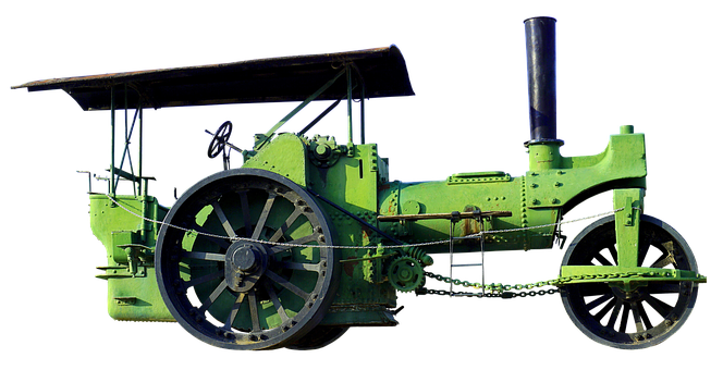 Vintage Steam Tractor Isolated PNG Image