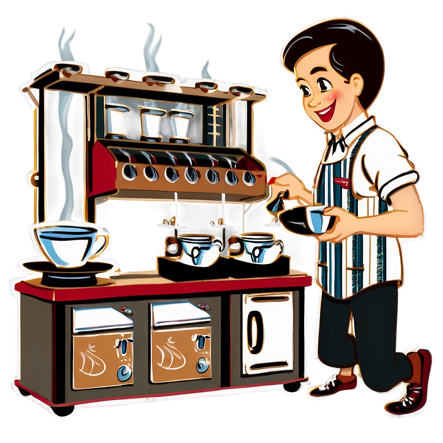 Vintage Style Barista Png Kal33 PNG Image