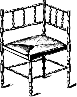 Vintage Style Corner Chair Illustration PNG Image