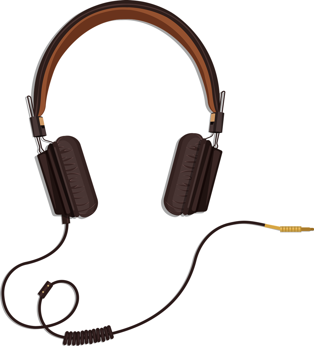 Vintage Style Headphones PNG Image