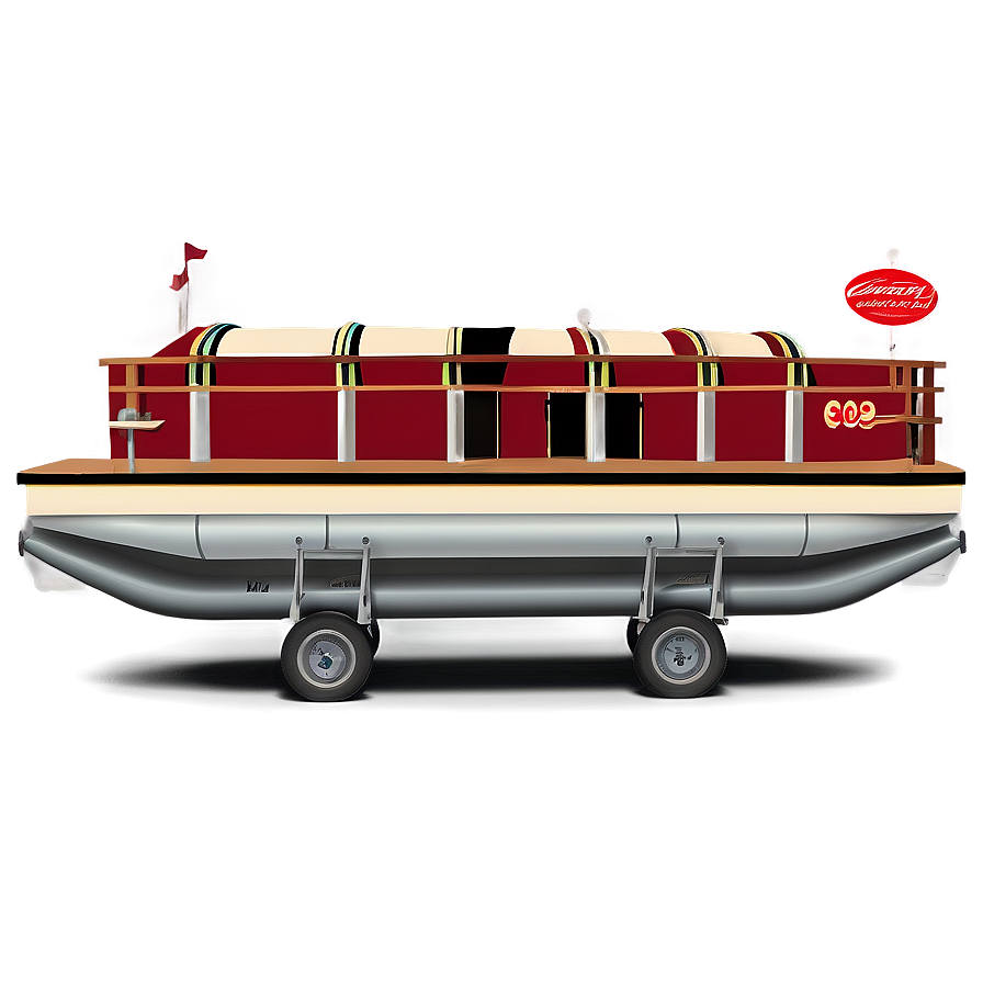 Vintage Style Pontoon Boat Png Qtl PNG Image