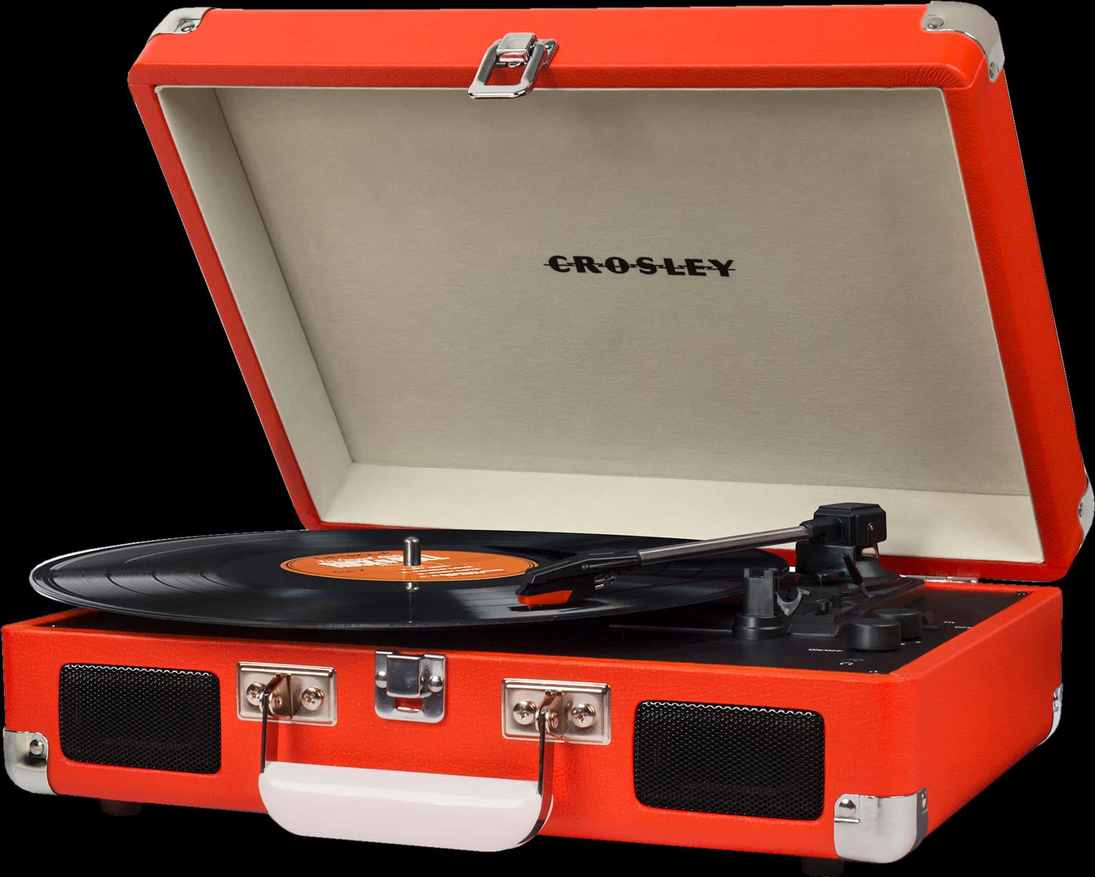 Vintage Style Portable Turntable PNG Image