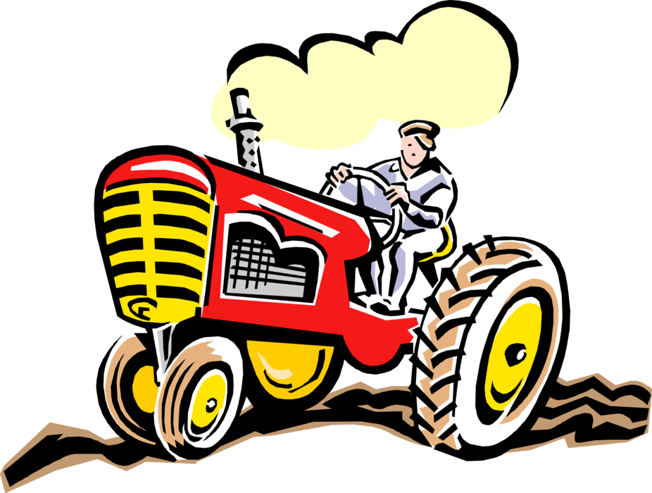 Vintage Style Red Tractor Illustration PNG Image