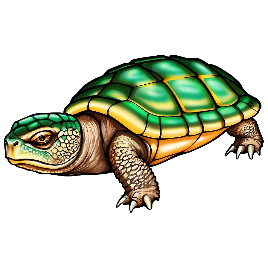 Vintage Style Snapping Turtle Drawing Png 3 PNG Image