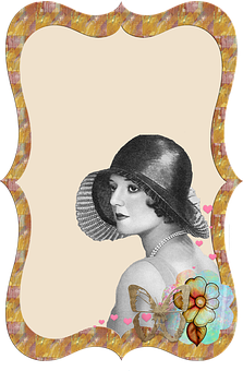 Vintage Style Woman Portrait PNG Image