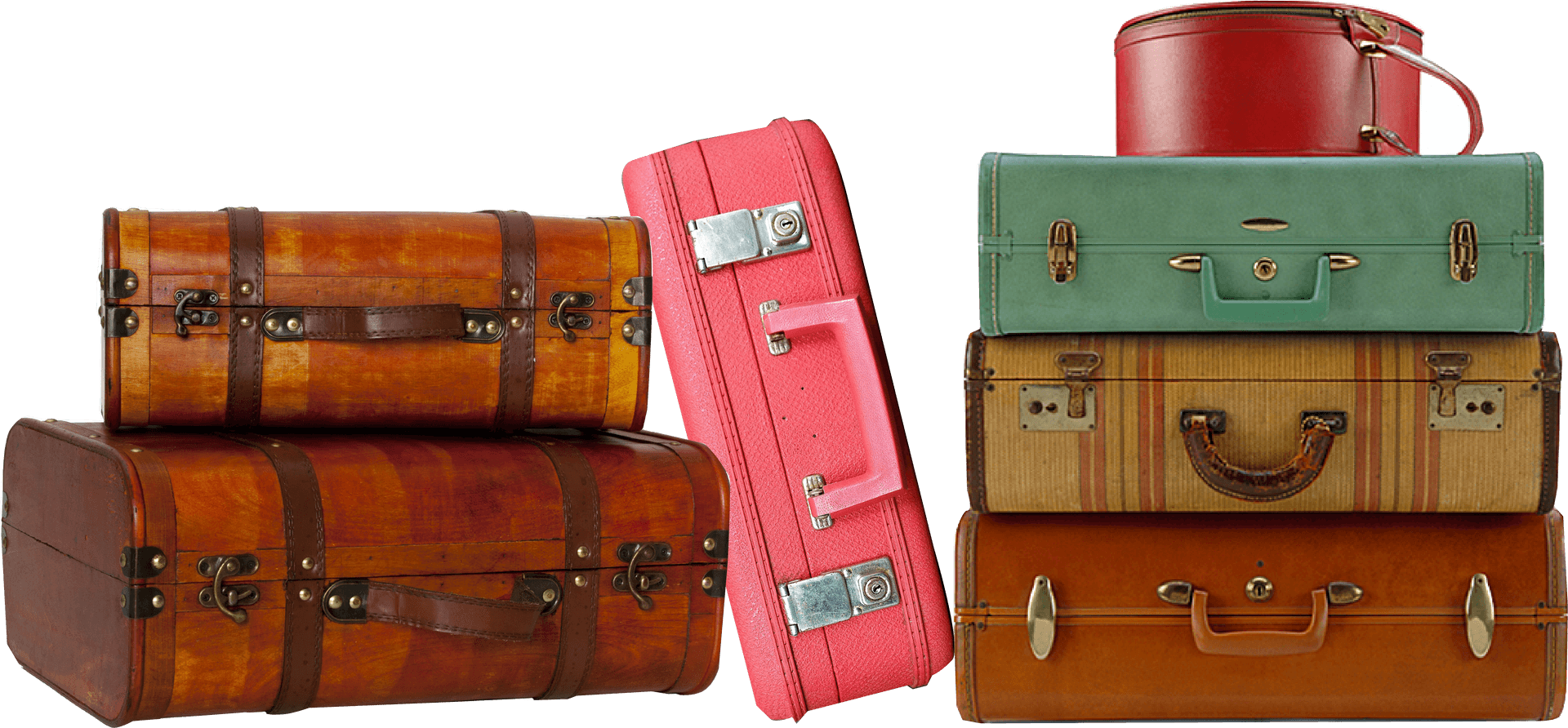 Vintage Suitcase Collection PNG Image