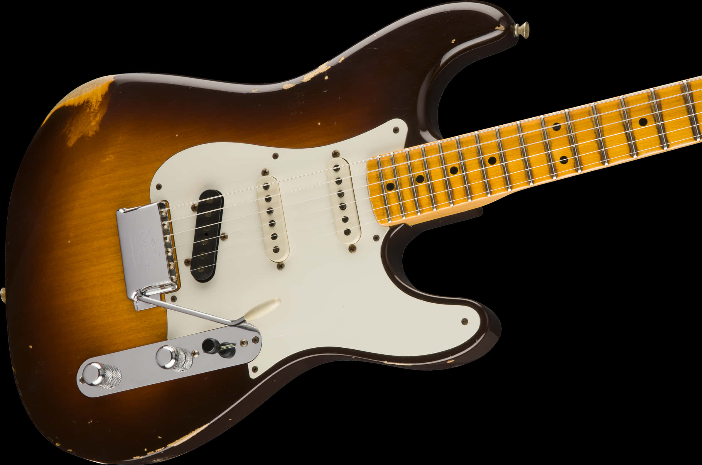 Vintage Sunburst Electric Guitar PNG Image