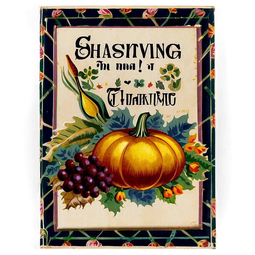 Vintage Thanksgiving Greeting Png 05212024 PNG Image