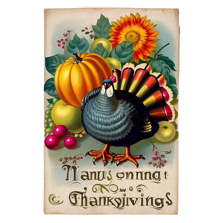 Vintage Thanksgiving Greeting Png Eyn90 PNG Image