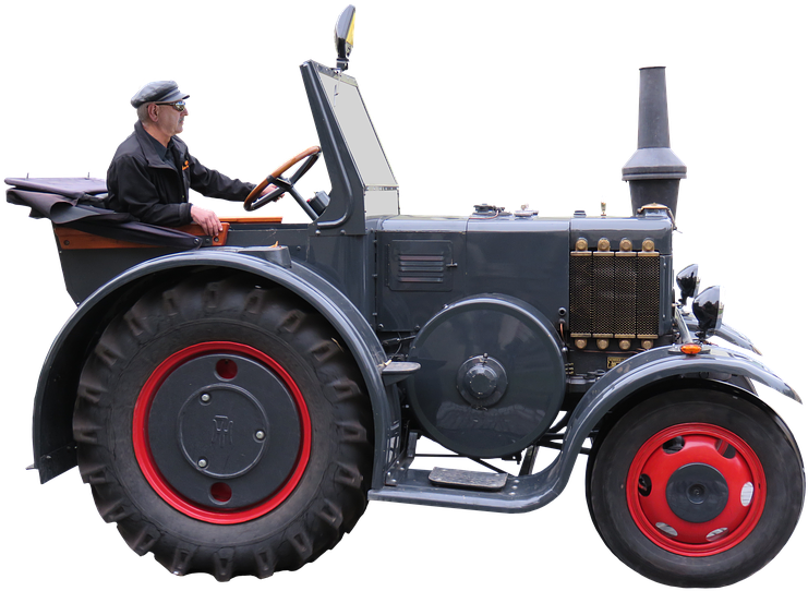 Vintage Tractorwith Driver PNG Image