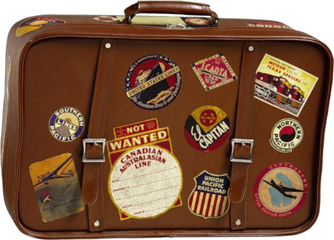 Vintage Travel Stickers Suitcase PNG Image