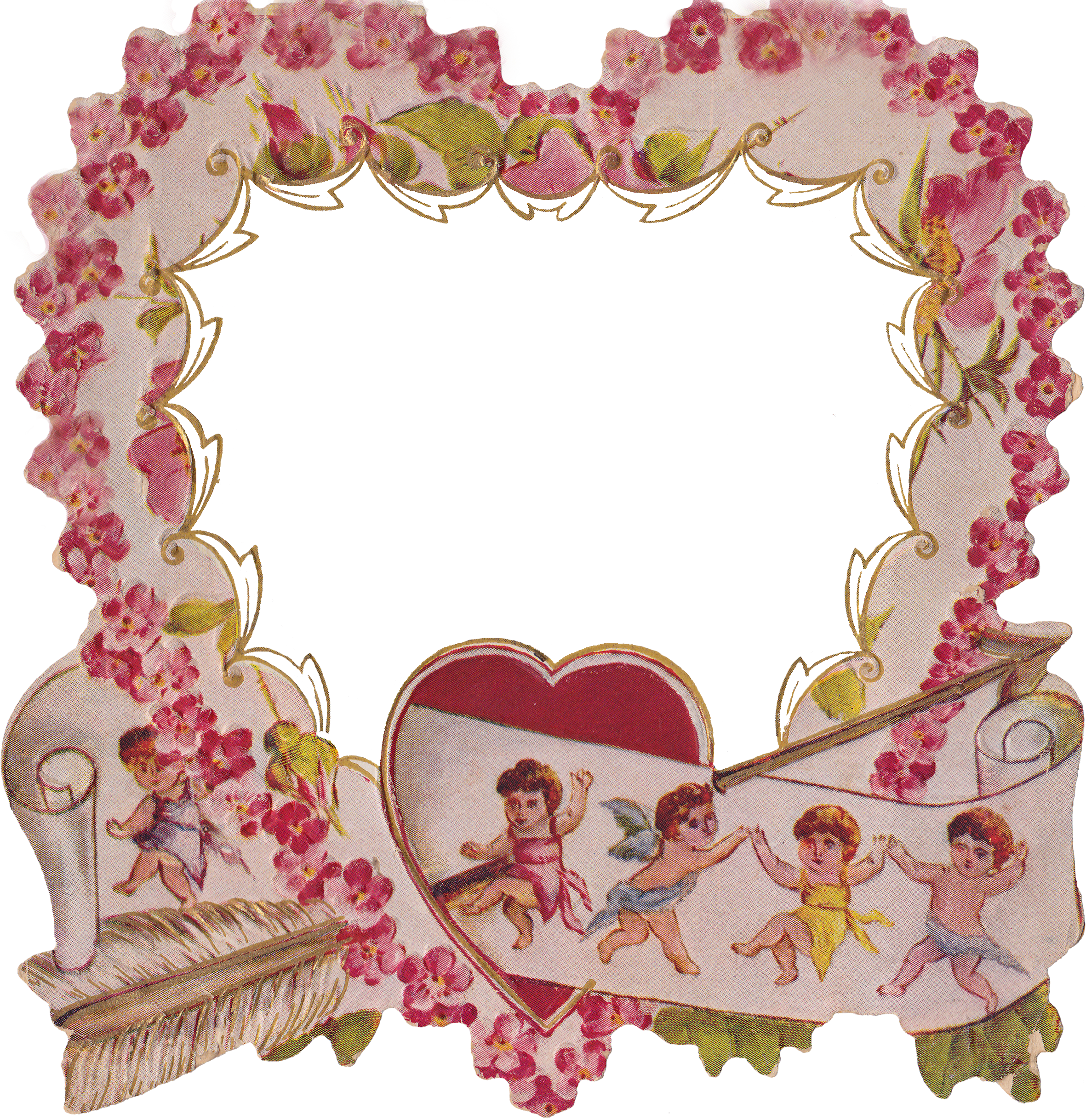 Vintage Valentine Framewith Cherubs PNG Image