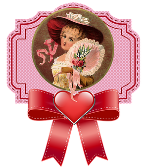 Vintage Valentine Portrait Ribbon PNG Image