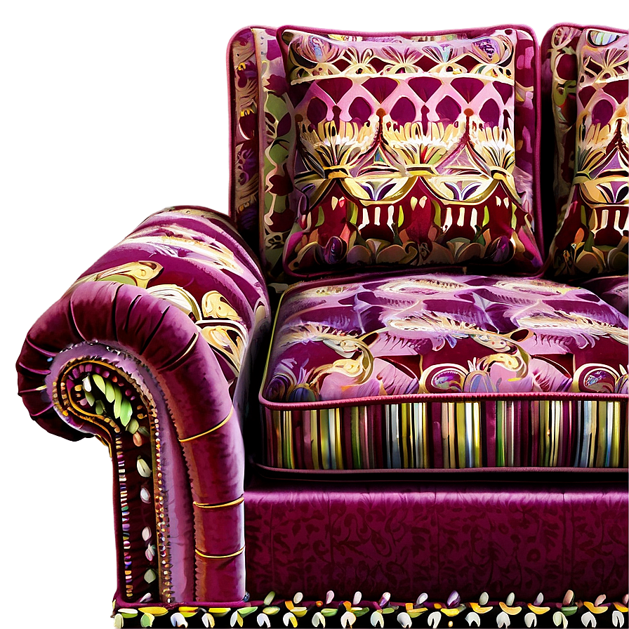 Vintage Velvet Sofa Png Jxl PNG Image