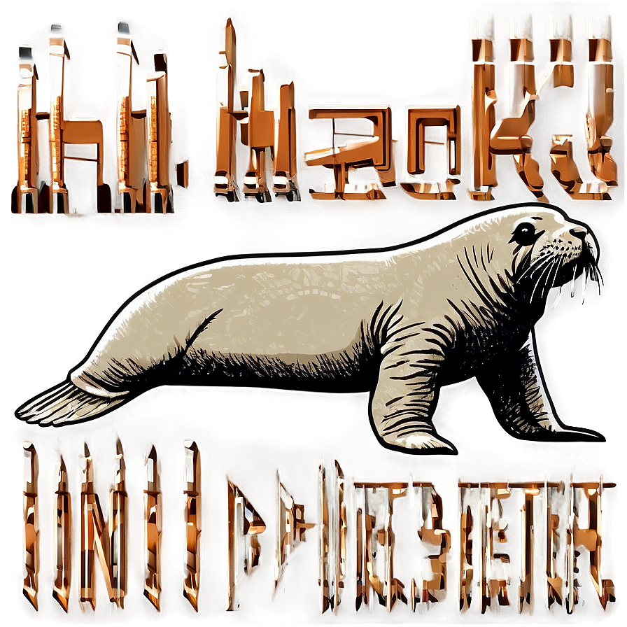 Vintage Walrus Sketch Png Osb33 PNG Image