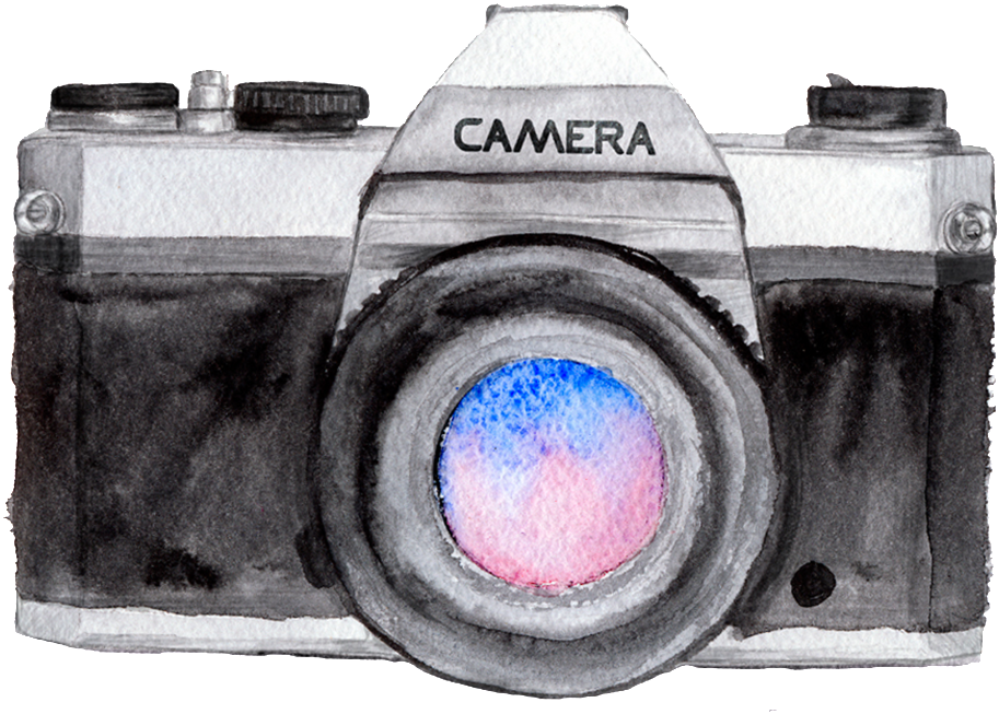 Vintage Watercolor Camera Illustration PNG Image