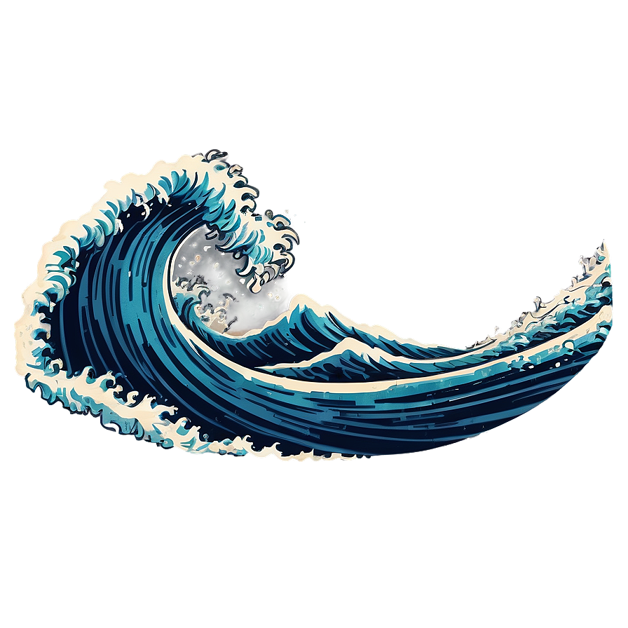 Vintage Wave Illustration Png Lxd PNG Image