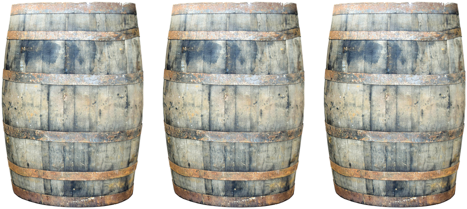 Vintage Whiskey Barrels Row PNG Image