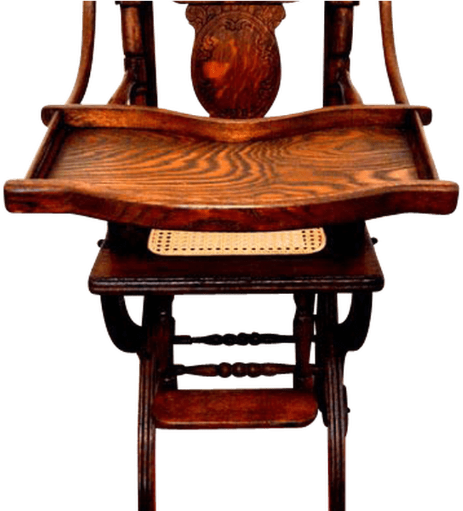 Vintage Wooden Captains Chair Transparent Background PNG Image