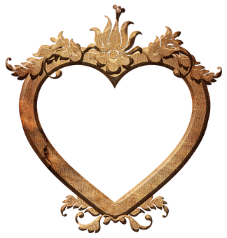 Vintage Wooden Heart Frame PNG Image