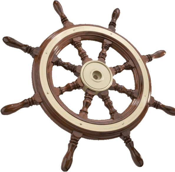 Vintage Wooden Ship Wheel PNG Image