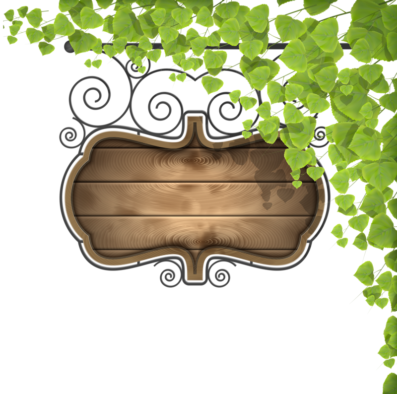 Vintage Wooden Signboardwith Ivy PNG Image