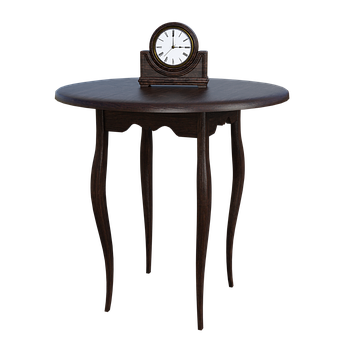 Vintage Wooden Table With Clock PNG Image