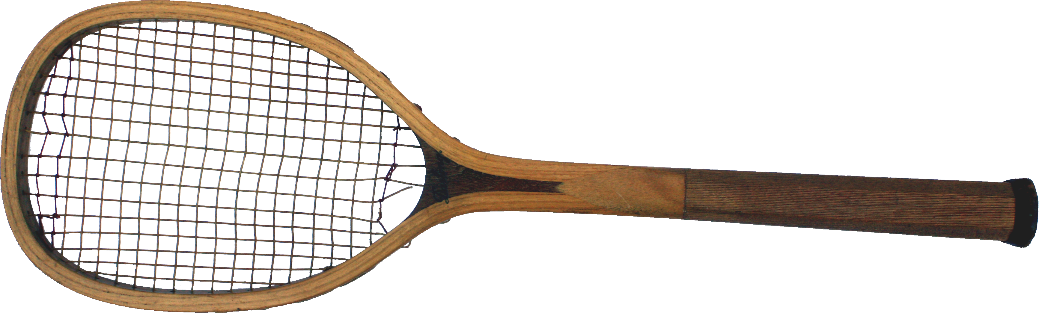 Vintage Wooden Tennis Racket PNG Image