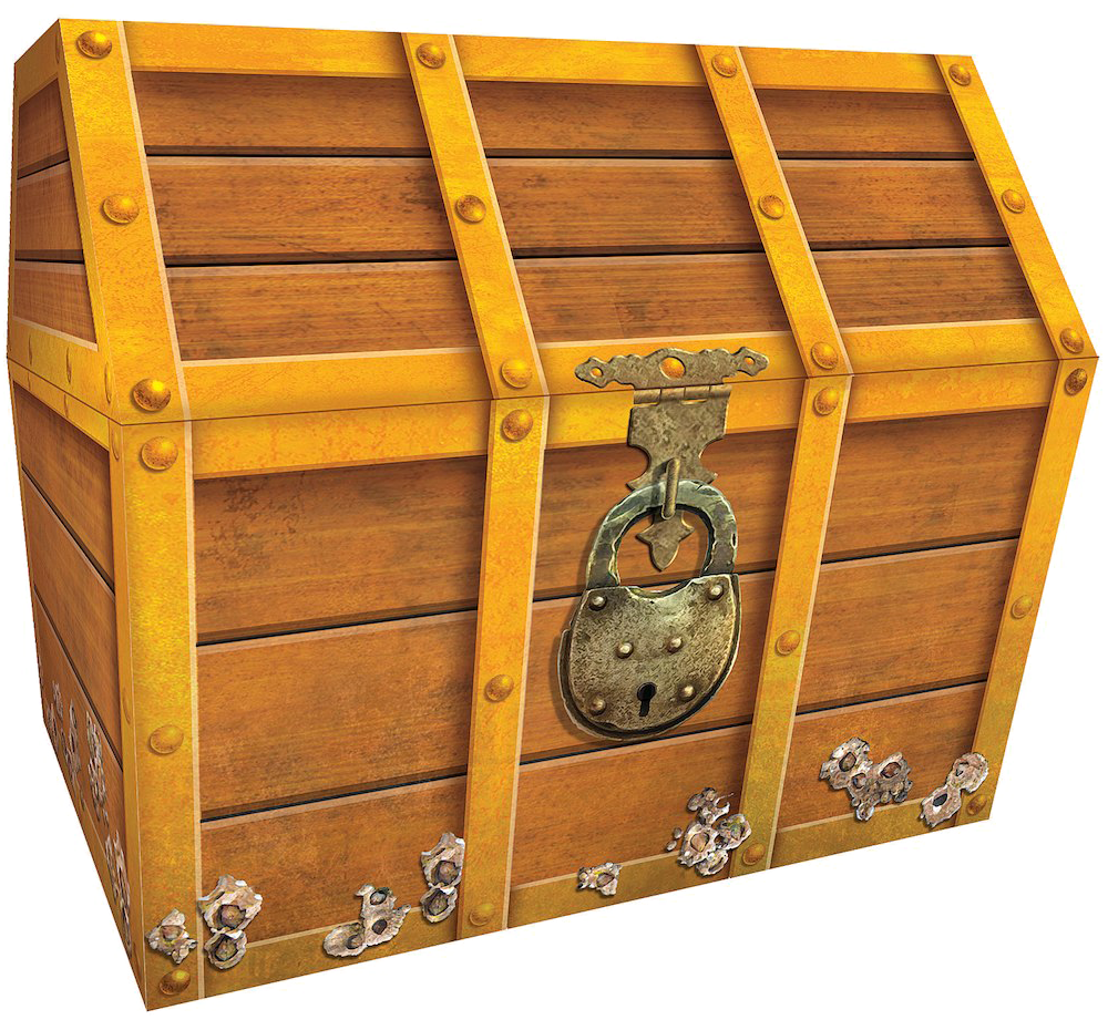 Vintage Wooden Treasure Chest Lock PNG Image