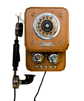 Vintage Wooden Wall Telephone PNG Image