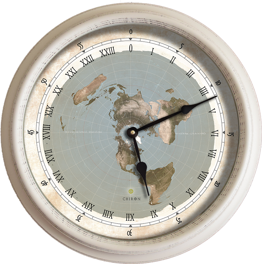 Vintage World Map Clock PNG Image