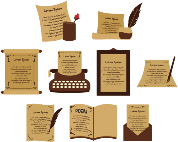 Vintage Writing Toolsand Papers PNG Image