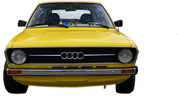 Vintage Yellow Audi Front View PNG Image