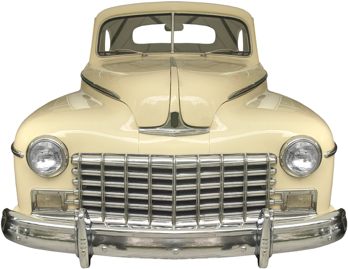 Vintage Yellow Car Front View PNG Image