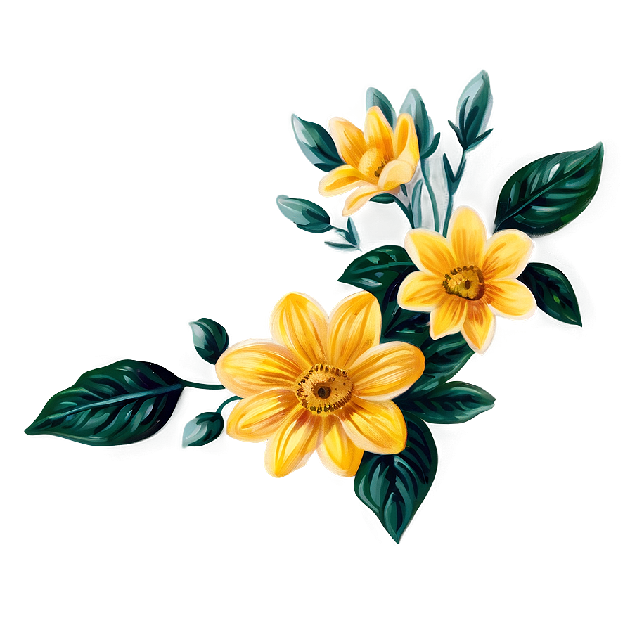 Vintage Yellow Flowers Png 06122024 PNG Image