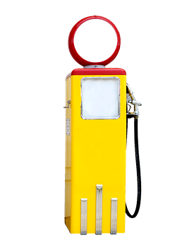 Vintage Yellow Gas Pump PNG Image